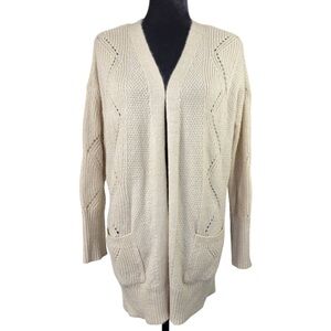 Pink Rose Woman’s Cream color open front knit cardigan size L